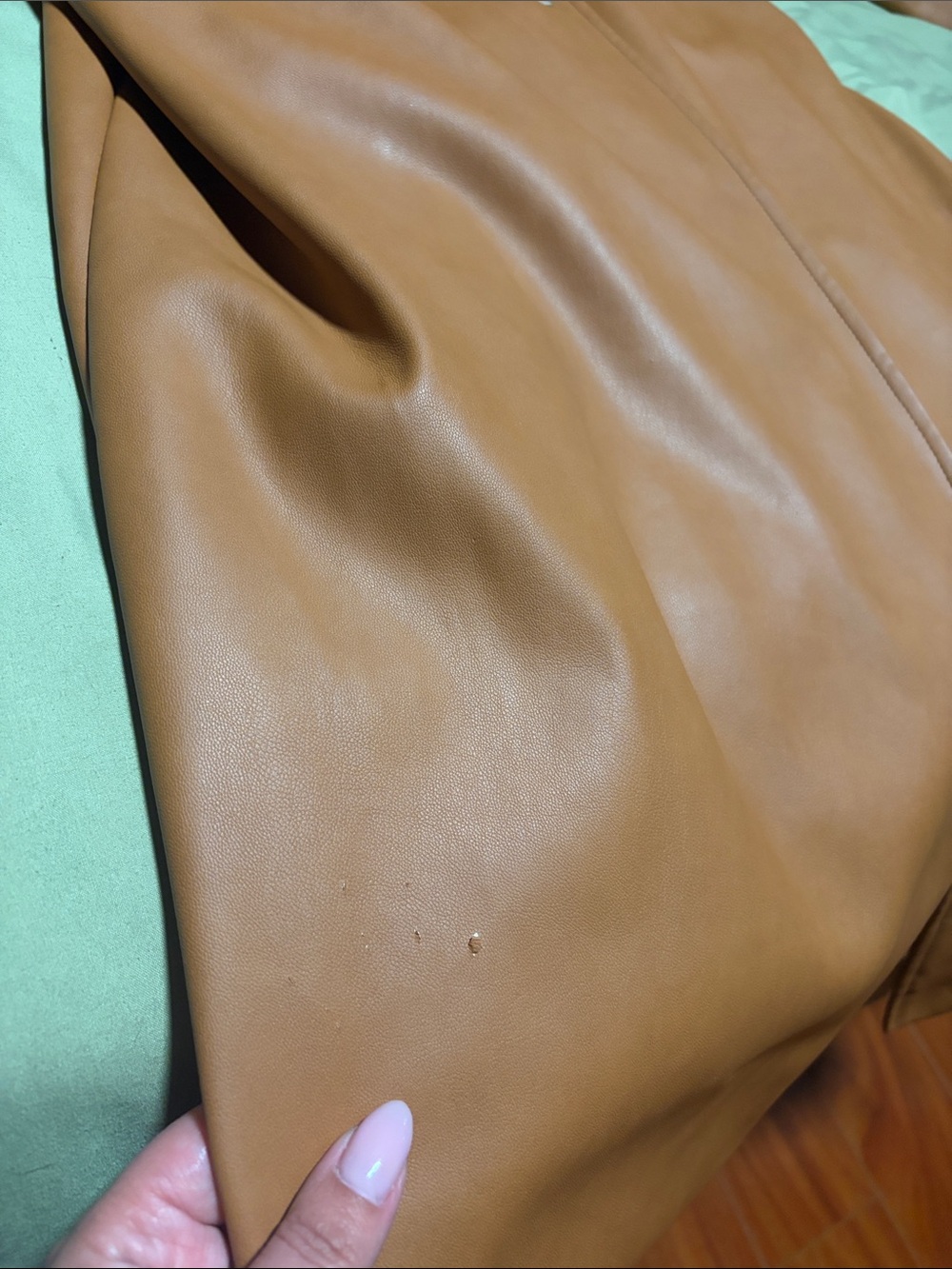 7 for all mankind Women’s Double-Breasted Faux Leather Trench Coat - Tan - Picture 2 of 6